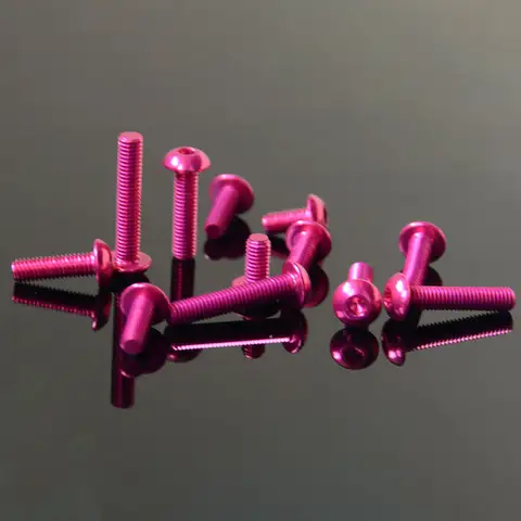핑크 M3 x 6 8 10 12 14 16mm 7075 알루미늄 합금 버튼 헤드 나사 볼트 육각 알렌 소켓, 모델 항공기 자동차 DIY