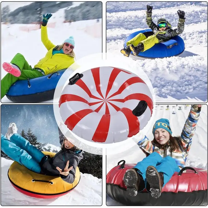 Snow Tubes For Sledding Cold-Resistant Snow Sled With Handles Portable Sled Winter Snow Toys For Family Activities Outdoor Fun