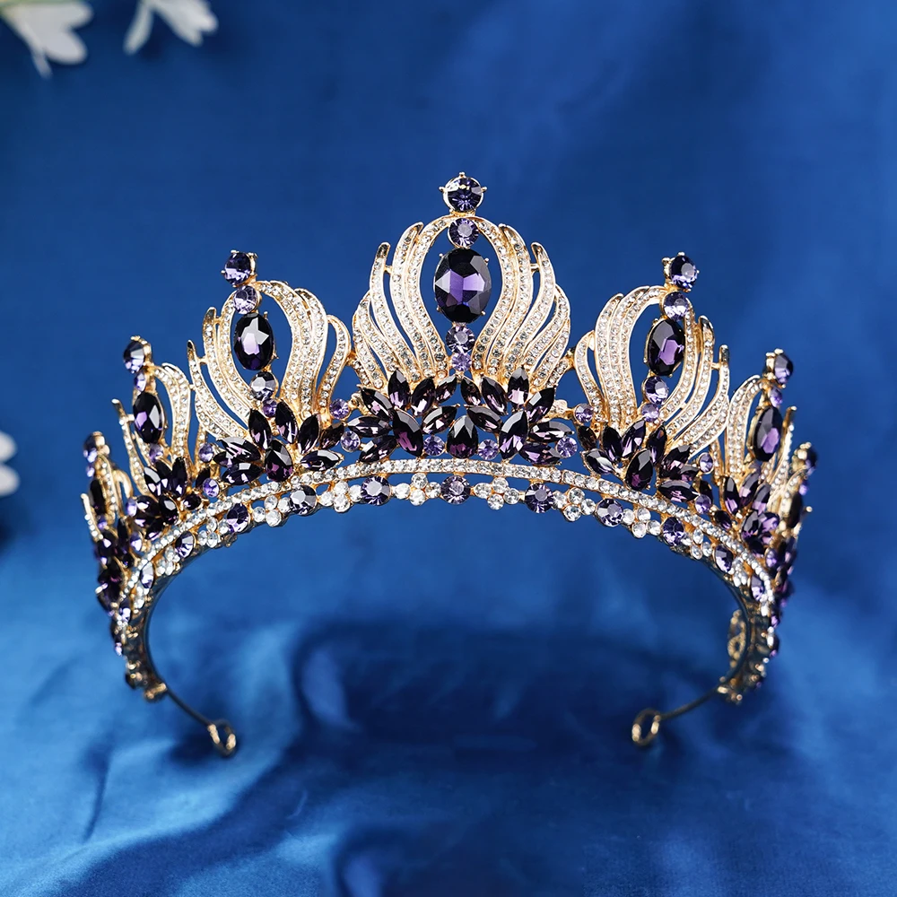 Tiara de princesa elegante de cristal de lujo barroco en 8 colores para mujer, boda, niña, fiesta de cumpleaños, corona, accesor