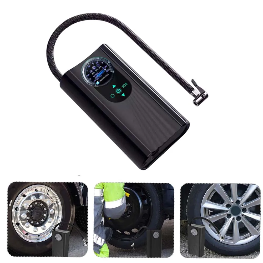 Portable Tire Inflator Rechargeable Air Pump Accurate Pressure Monitor Fast Air Refill Triple Cooling Function ForCar Motorcycle