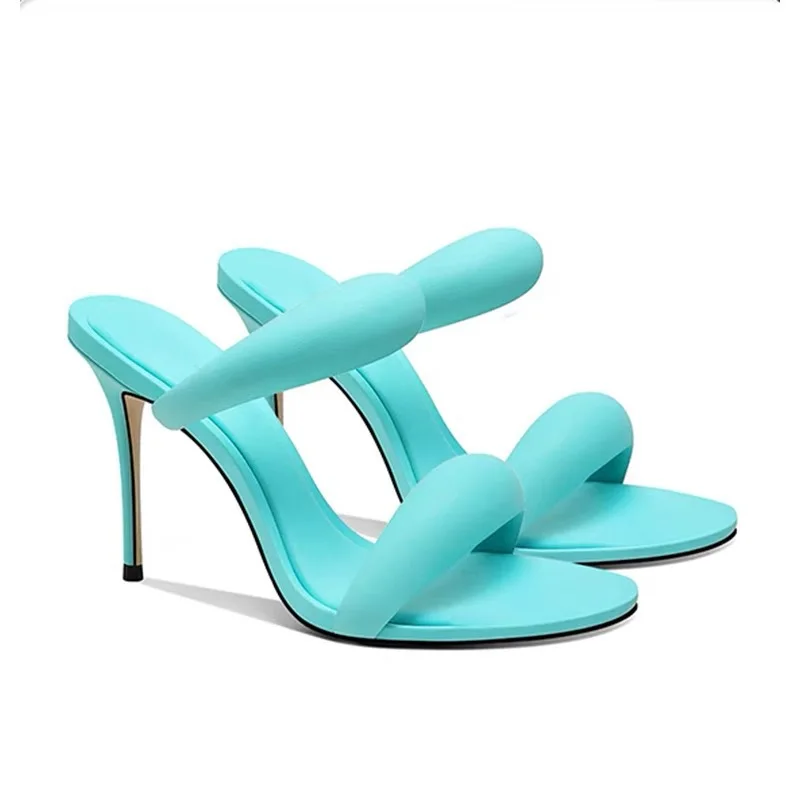 

Women's Blue Round Toe Thin Heel Sandals Sleeve Design Catwalk Stiletto Fashion Party Evening Dress Shoes High Heels Luxury Shoe