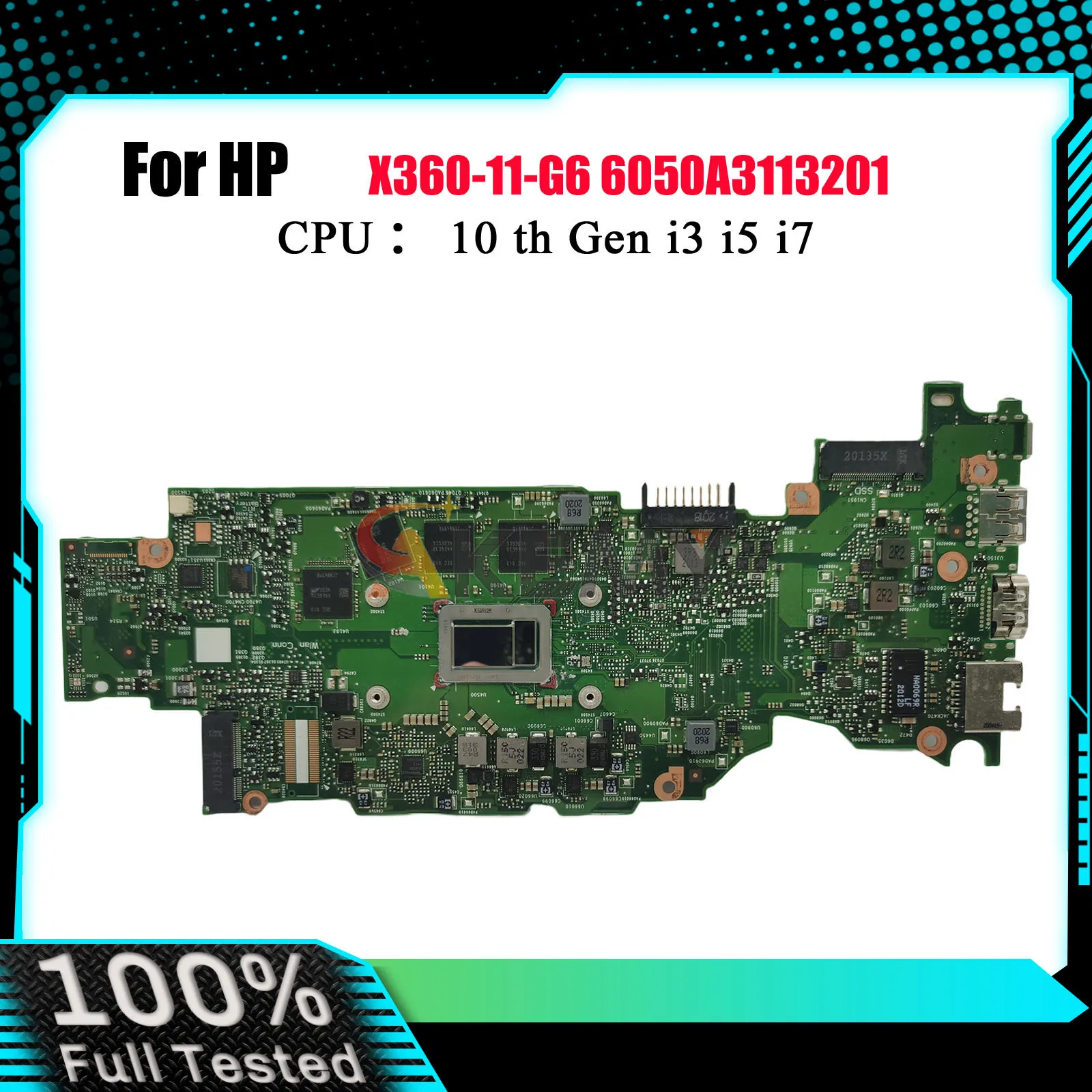 

6050A3113201 для ноутбука HP ProBook X360 11 G6, материнская плата M03748-601 с процессором i5-10210Y, 8 ГБ ОЗУ, протестировано, ОК