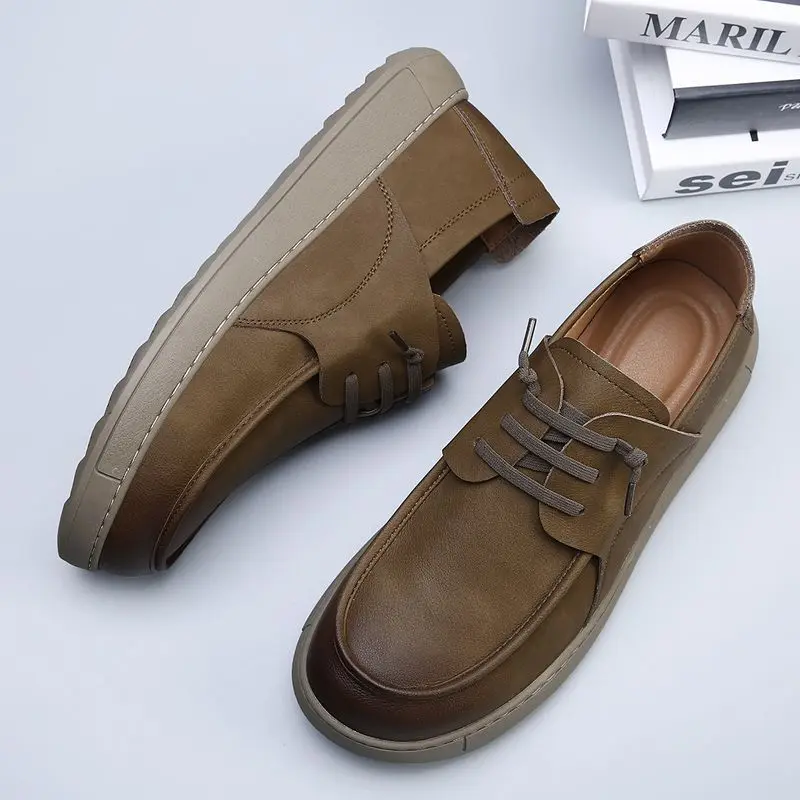 Herfst en winter nieuwe heren ademende trend veelzijdige Britse stijl casual lederen platform retro loafers schoenen