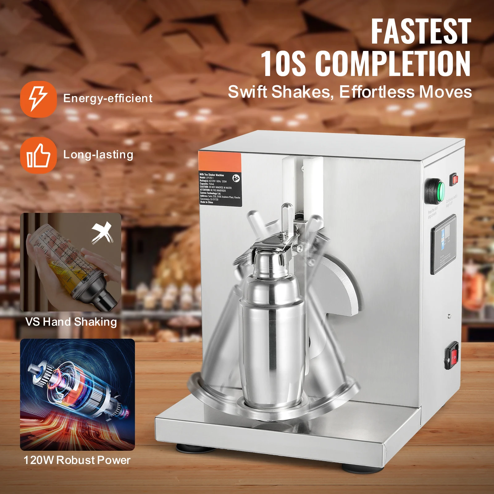 VEVOR Milkshake Maker Machine 120W Commercial Milk Tea Shaker Machine Single Head Milk Shake Mixer Machine for Milk Tea Store