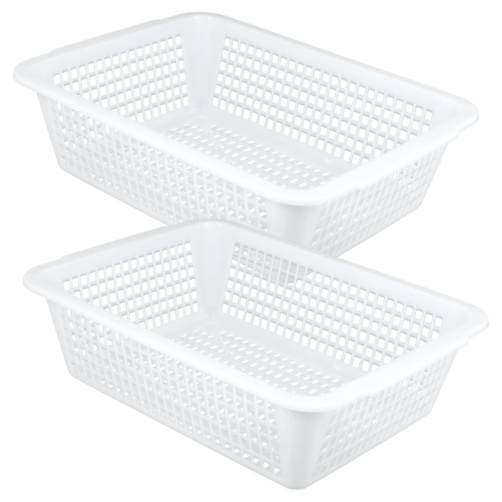 

2Pcs Large File Organizer Desktop Storage Basket ABS Material Modern Design Convenient Document Holder for Office Home School
