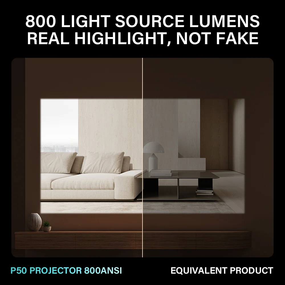 Proiettore intelligente P50 2 GB 16 GB Allwinner H713 WiFi dual-band BT5.0 Aggiornamento proiettore portatile 4K per esterni domestici