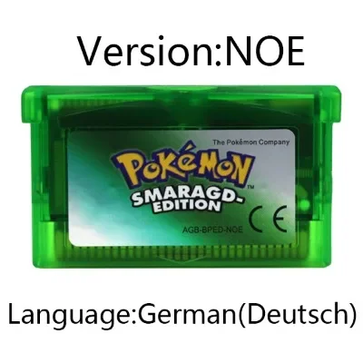 Cartuccia di gioco GBA Scheda console per videogiochi a 32 bit Pokemon Smaragd- Feuerrote Rubin- Etichetta lucida in lingua tedesca