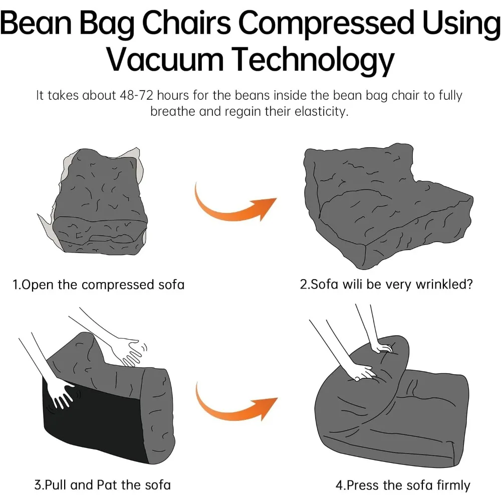 كرسي بين باج مع مسند، أريكة بين باج مريحة مع رغوة الذاكرة، أريكة كسولة مع مسند للقدمين، أريكة بين باج بجانب الحريق #6