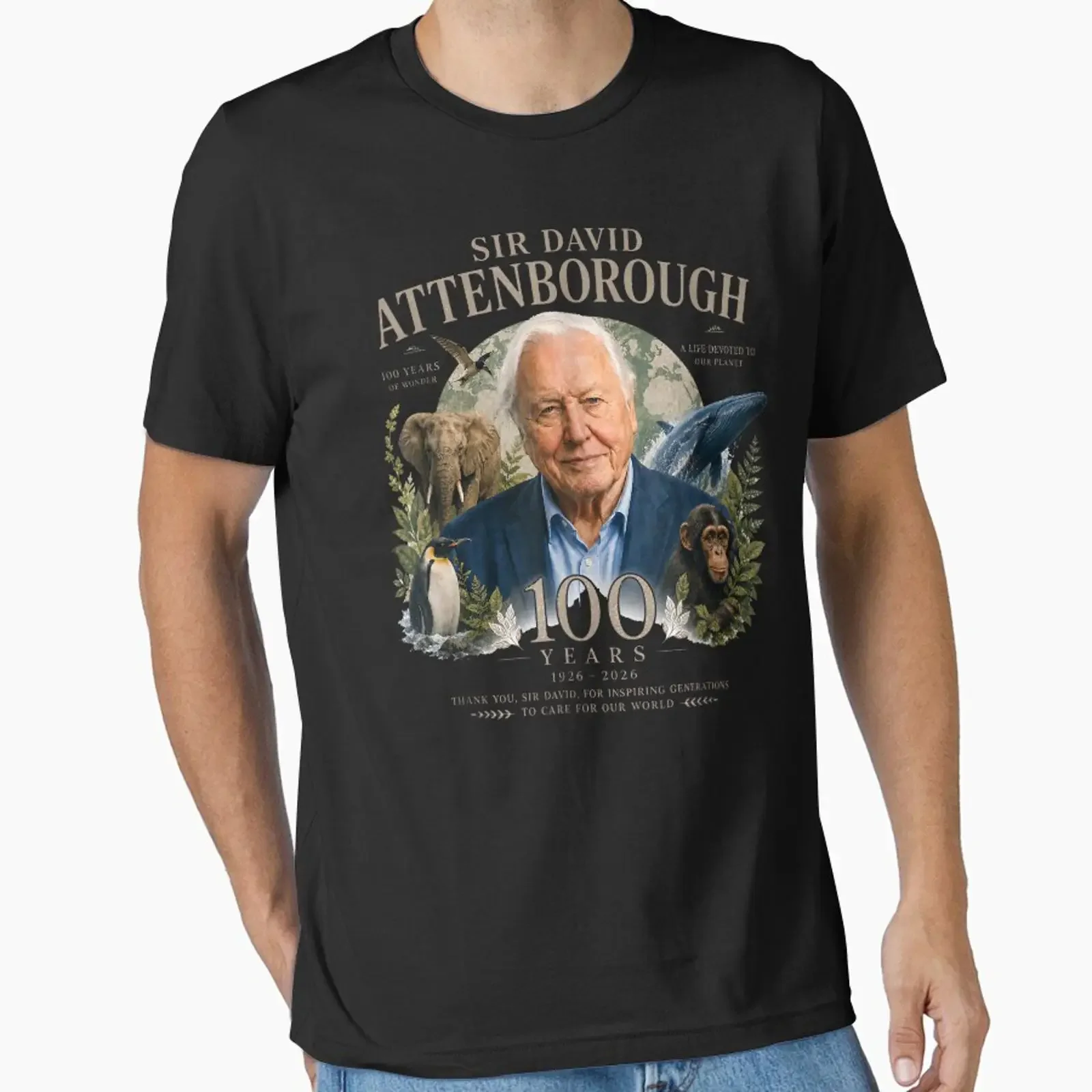 Sir David Attenborough 100 Years Birthday Wildlife Nature Legend designed and sold by phoebelevine vintage Washed fashion