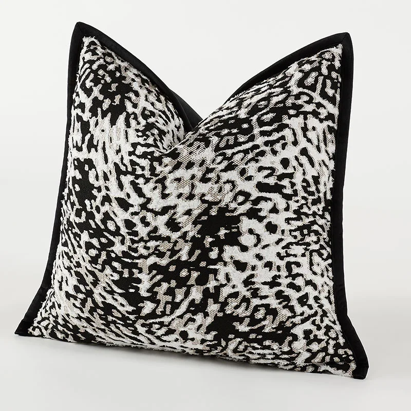 White Black Leopard Pillows Luxury Jacquard Cushion Case Modern Simple Square Decorative Pillow Cover For Sofa Chair Home Decor