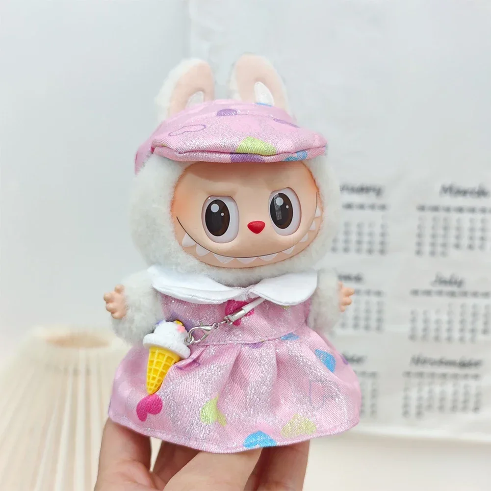 15-17 センチメートル Ropa Labubu ベビー服イチゴシェフ服色の愛スカート春服 Labubu 布アクセサリー