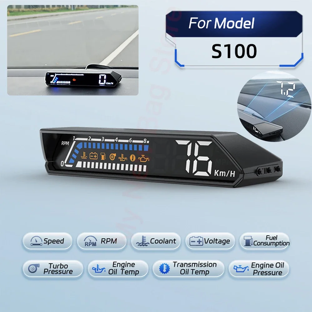 

HUD Head Up Display Dual Display Screen OBD Multifunctional Car Instrument Transmission Oil Temperature Monitoring Speedometer