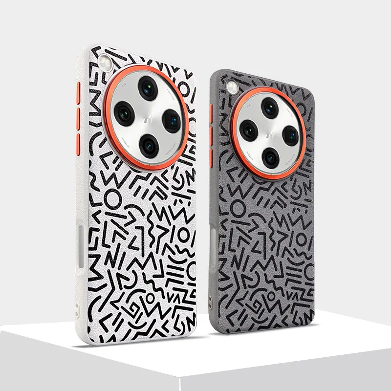 

Graffiti Pattern Case Oppo Find X8 Pro X8s Plus X8 Ultra Metal Lens Protection Frame Anti-slip Grip Plain Leather Case Cover