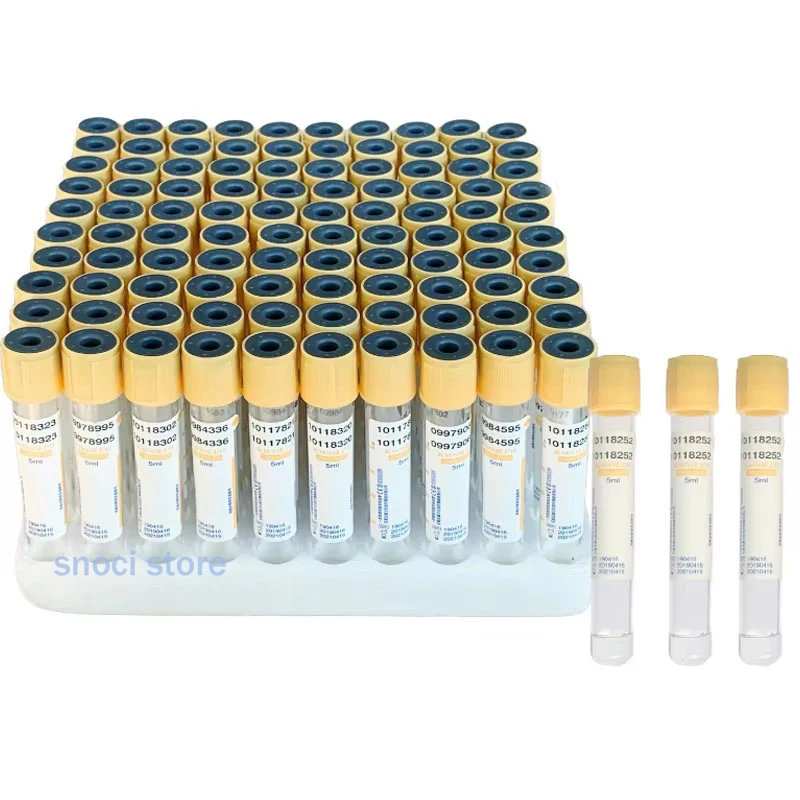 Disposable Vacuum tube 3ml/5ml/10ml test Tube Separation Gel and Clot Activator Yellow cap Test Tube Lab PRP Tube for lab,100Pcs