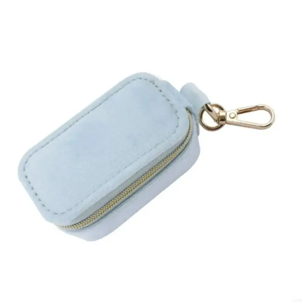 

Sturdy Flocking Construction Jewelry Case Ample Storage Space Portable Storage Jewelry Box Zipper Velvet Mini Travel