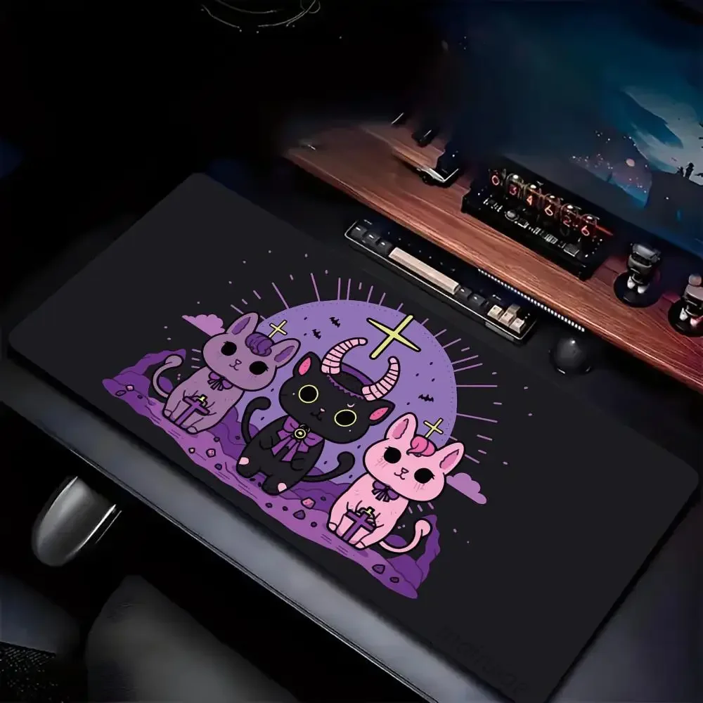 Pastel Goth Cat Mouse Pad Large Computer Office Game Table Mats XXL HD Rubber Anti-slip Gaming Keyboard Mousepads Long Desk Pads