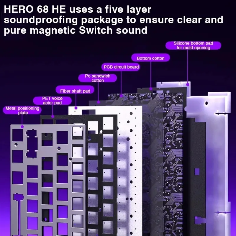 AULA HERO68 HE Gaming Keyboard Magnetic Switch 68 Keys Wired 8K Polling Rate Rapid Trigger RGB Hot Swappable Mechanical Esports