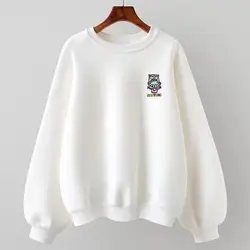 Autumn Women Clothing Fashion Long Sleeve Cotton Sweatshirts Cartoon Printed O-neck Hoodies Vintage Loose Casual Pullovers