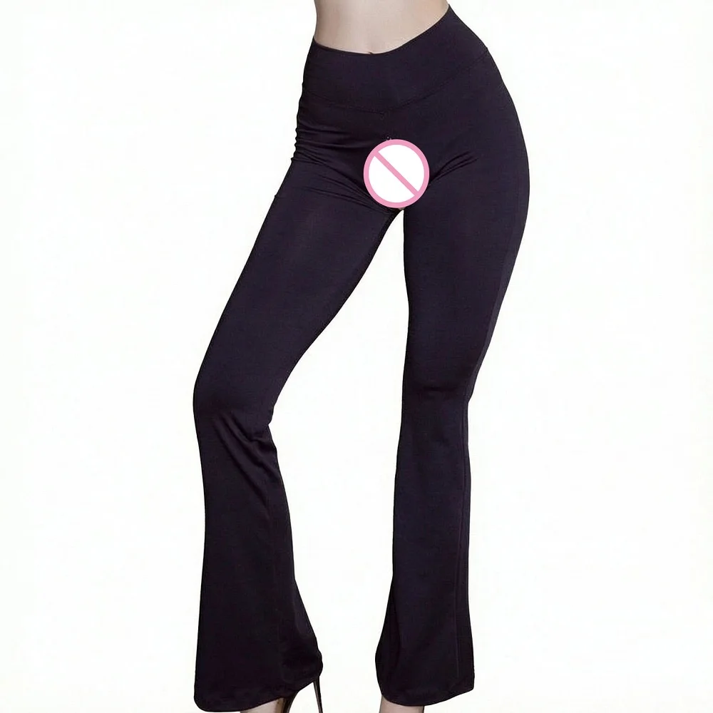 Nightclub Dance Party invisible zipper Crotch Pants Women's High Waist Shaping Flare Pants Woman Streetwear Plus Size Pants