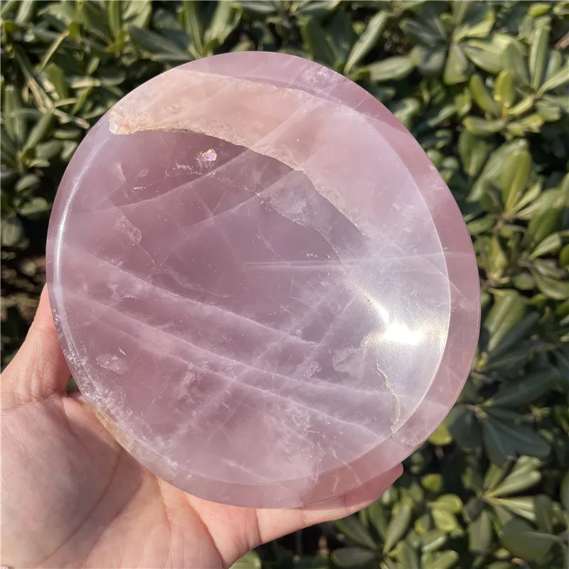 1295g Natural pink rose quartz stone bowl quartz crystal ashtray for home decoration gift