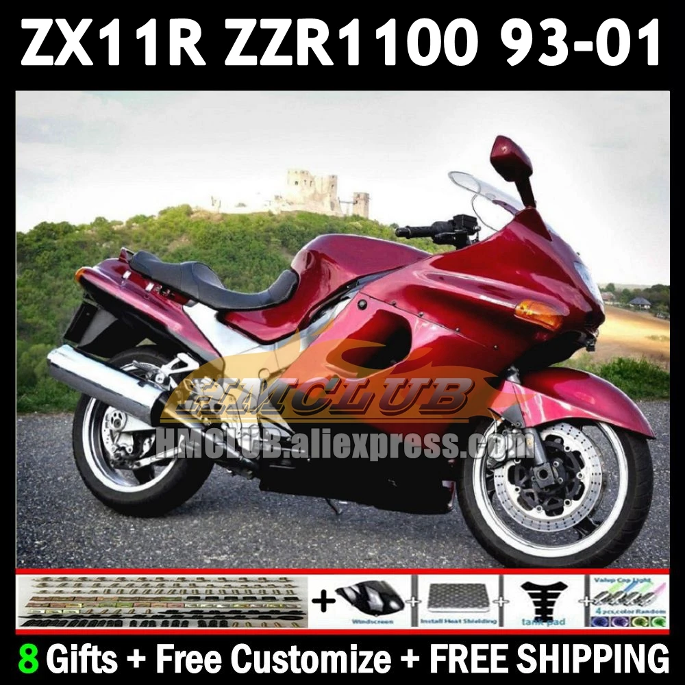 ZX-11R For KAWASAKI NINJA ZX11 ZZR 1100 wine red ZX 11 11R 175No.25 ZZR1100 ZX11R 1993 1994 1995 1996 97 98 99 00 01 Fairing