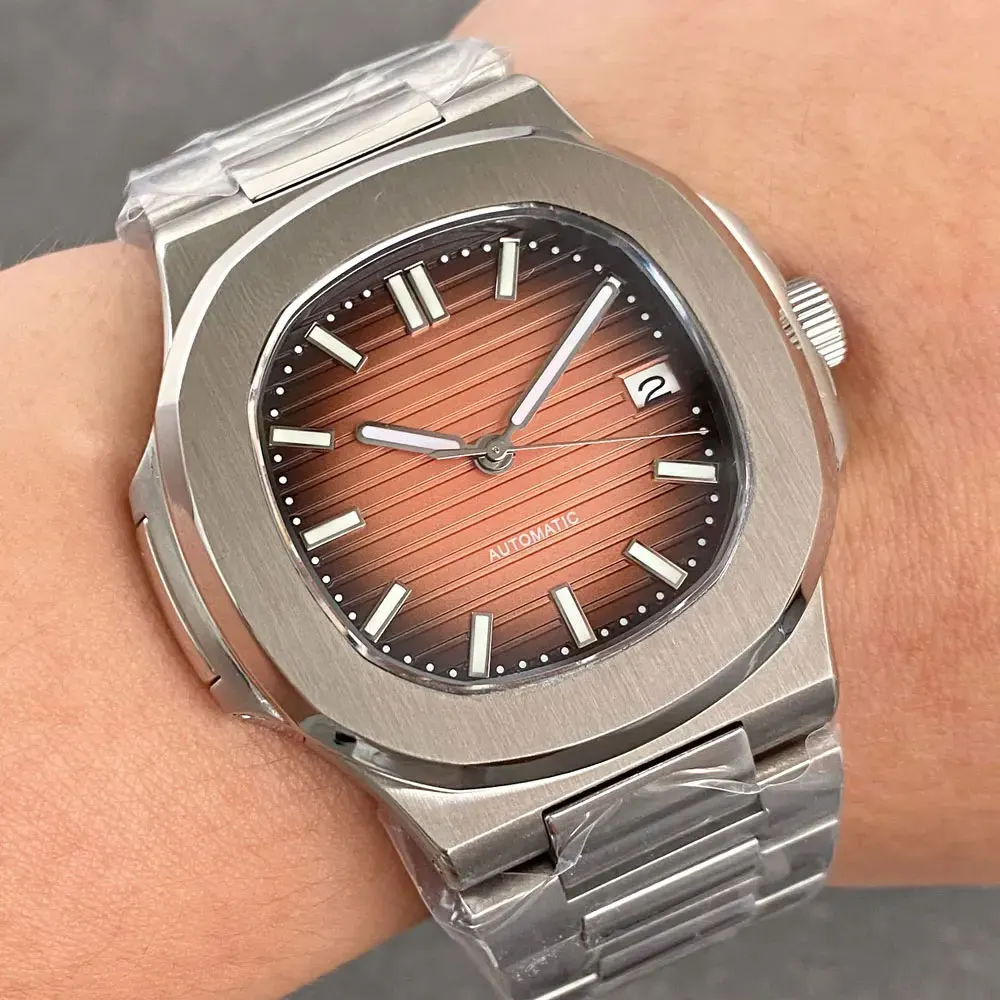 Customized DIY Japan NH35A Automatic Mechanical Watch for Men Sterile Dial 10BAR Sapphire Crystal Bracelet Simple Watches 40mm