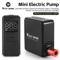 WEST BIKING Motorcycle Inflator Portable Mini Electric Air Pump with LCD Display Rechargeable Compressor Tire Inflator Accessory