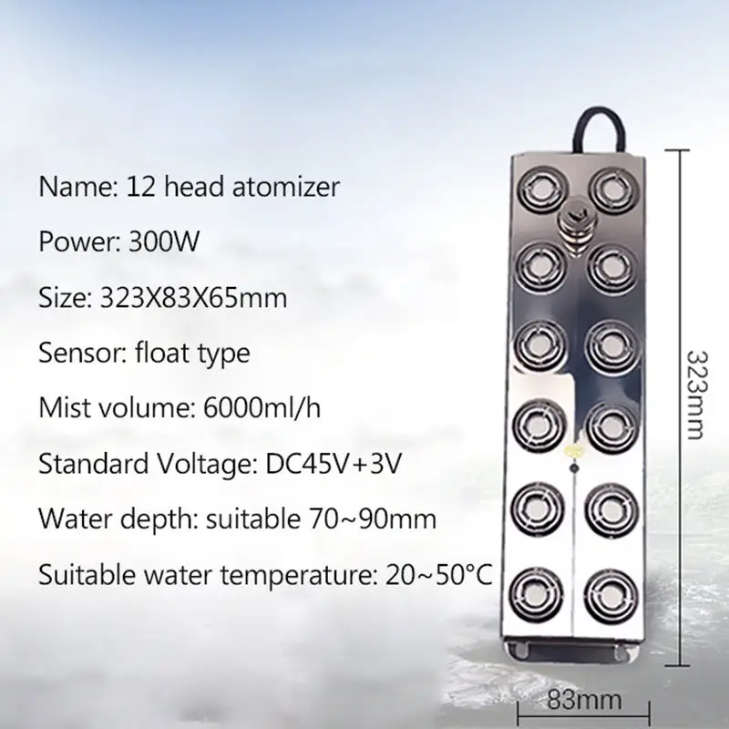 12 Head Ultrasonic Atomizer Industrial Humidifier Mist Maker Atomizing Plate With Buoy Commercial Landscape Fog Maker Nebulizer