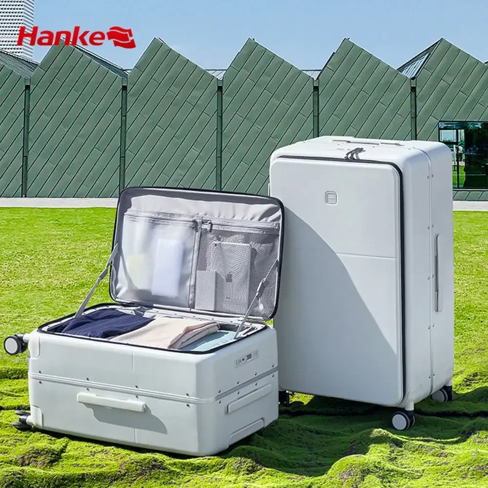 Hanke new arrival carry on luggage vintage travel hard case smart trolley luggage travel bag set