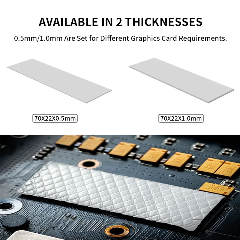 TEUCER-M.2 SSD Thermal Pad, 10.8W, Mk, CPU, placa gráfica, dissipador, motherboard, dissipação de calor, Silicone Pad, 70*22mm