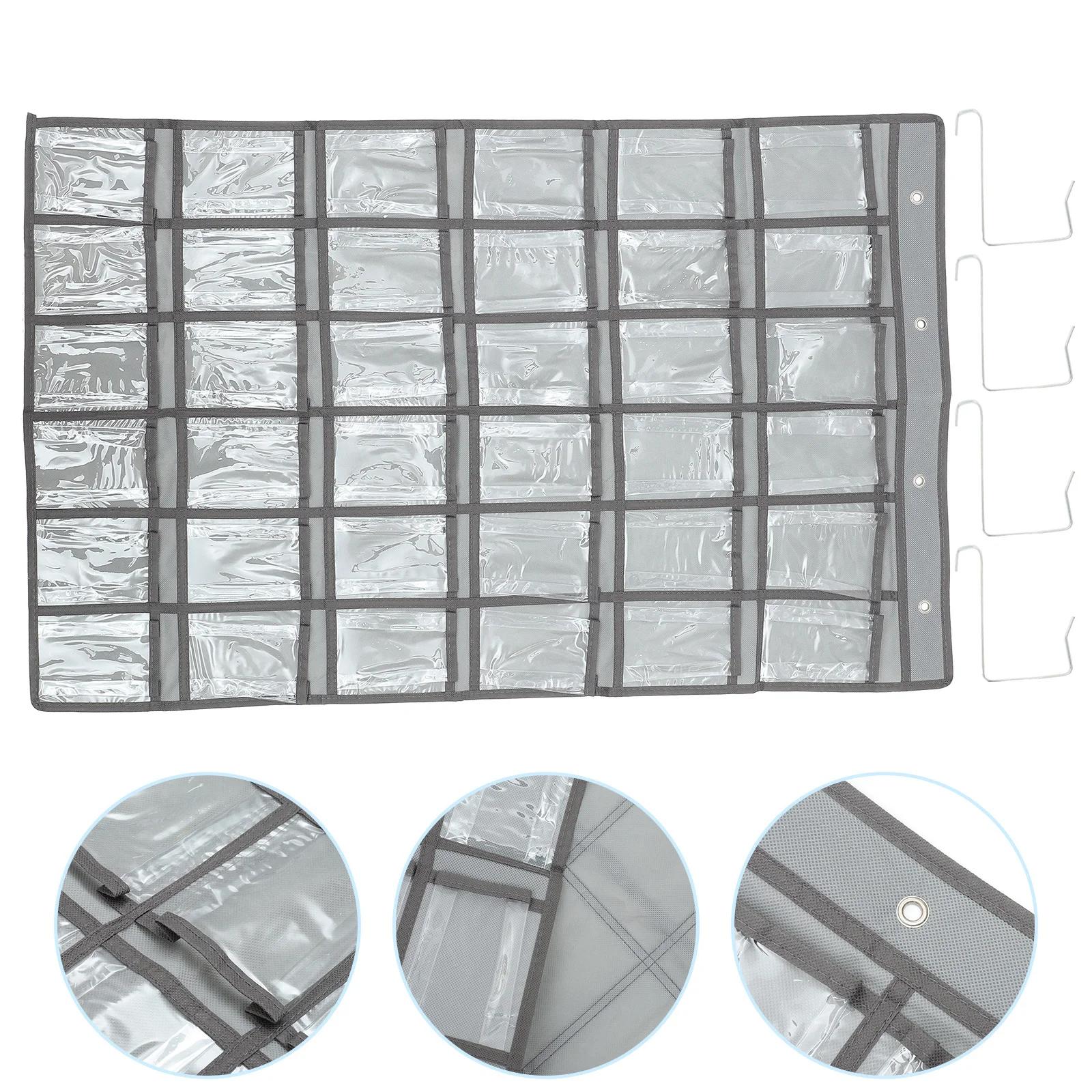 

4 Rings Hanging Cell Phones Holder Large Capacity Non-Woven Fabric Pocket Organizer Classroom Wall Door Phone Storage