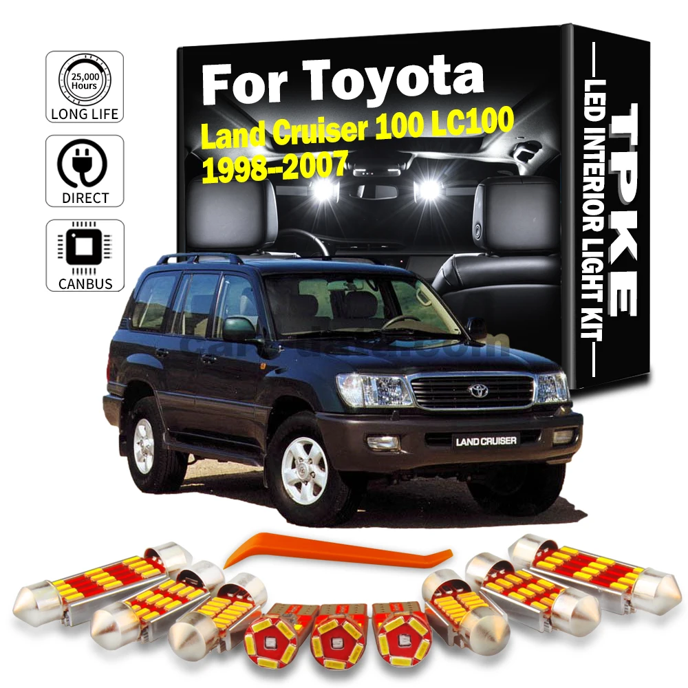 TPKE, 19 шт., интерьер, купол, карта, фотоэлемент, комплект для Toyota Land Cruiser 100 LC100 1998- 2002 2003 2004 2005 2006, автомобильные аксессуары