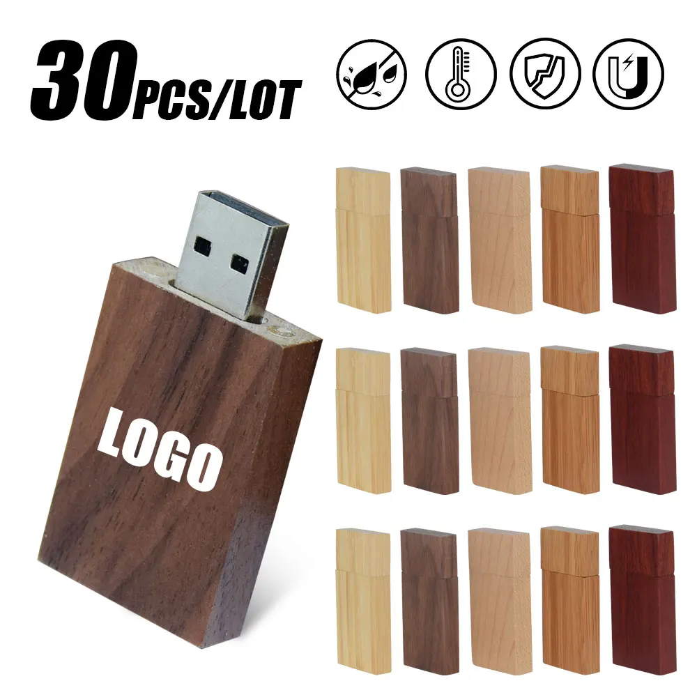 Pen Drive USB de madera personalizable, Pen Drive de 4GB, 8GB, 2,0, 16GB, 32GB, para fotografía, Gft, 30 unidades por lote