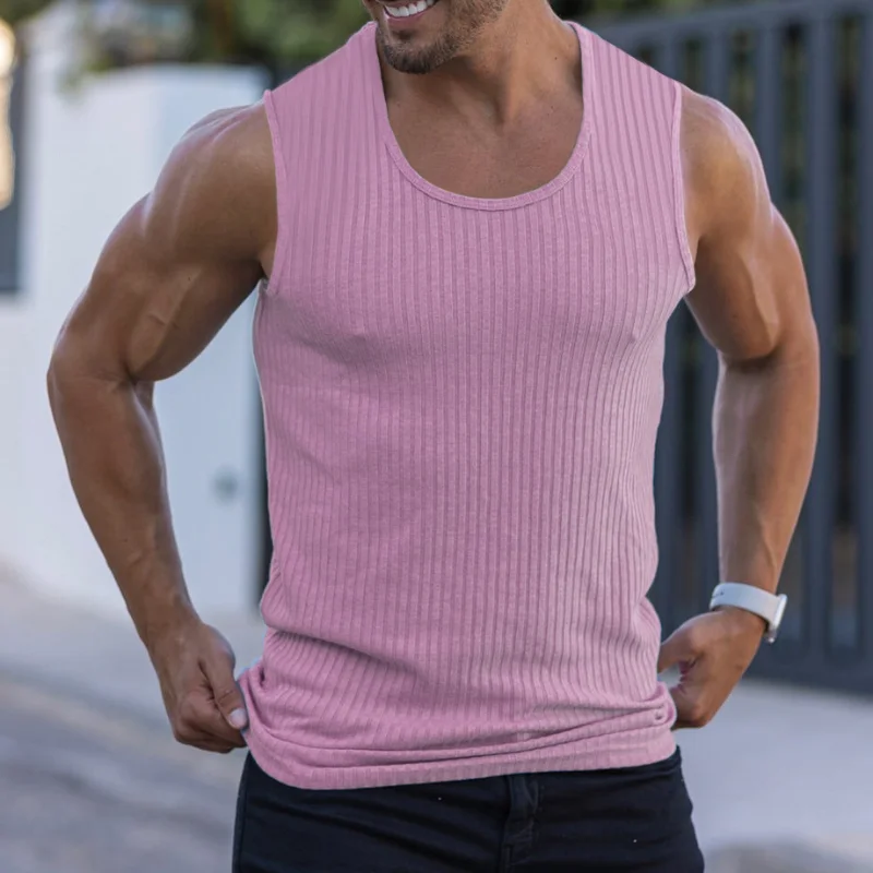 Sleeveless Sport T-shirt Bodybuilding Fitness Tank Tops Tee Solid Knit Summer T-shirt  Training Workout Gym Running T-shirt Men