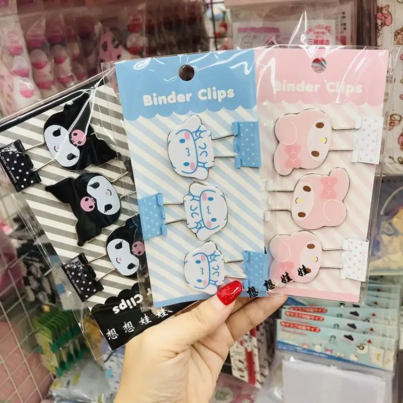 3 Piece Set Japanese Sanrio Cute Long Tail Document Ticket Data Snack Folder Cinnamoroll Kuromi Mymelody Keroppi Anime Toy Gift