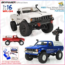 WPL C24 Full Scale RC Car 2.4G 4WD Rock Crawler Electric Buggy Climbing Truck LED Light On-road 1/16 For Kids Gifts Toys