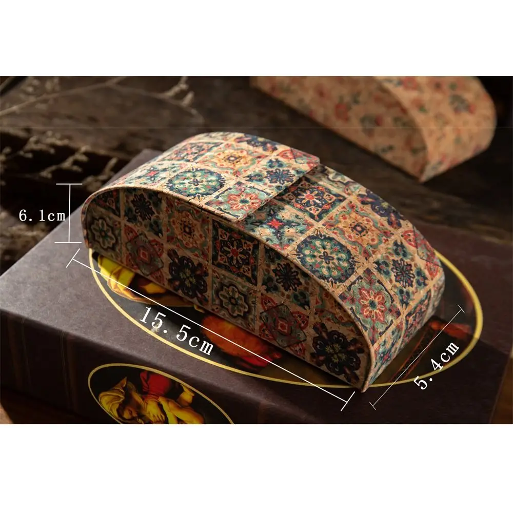 Trendy Hard Shell Glasses Case Cork Mural Pressure-Resistant Sunglasses Case Portable Retro Print Storage Box for Women Men - view 6