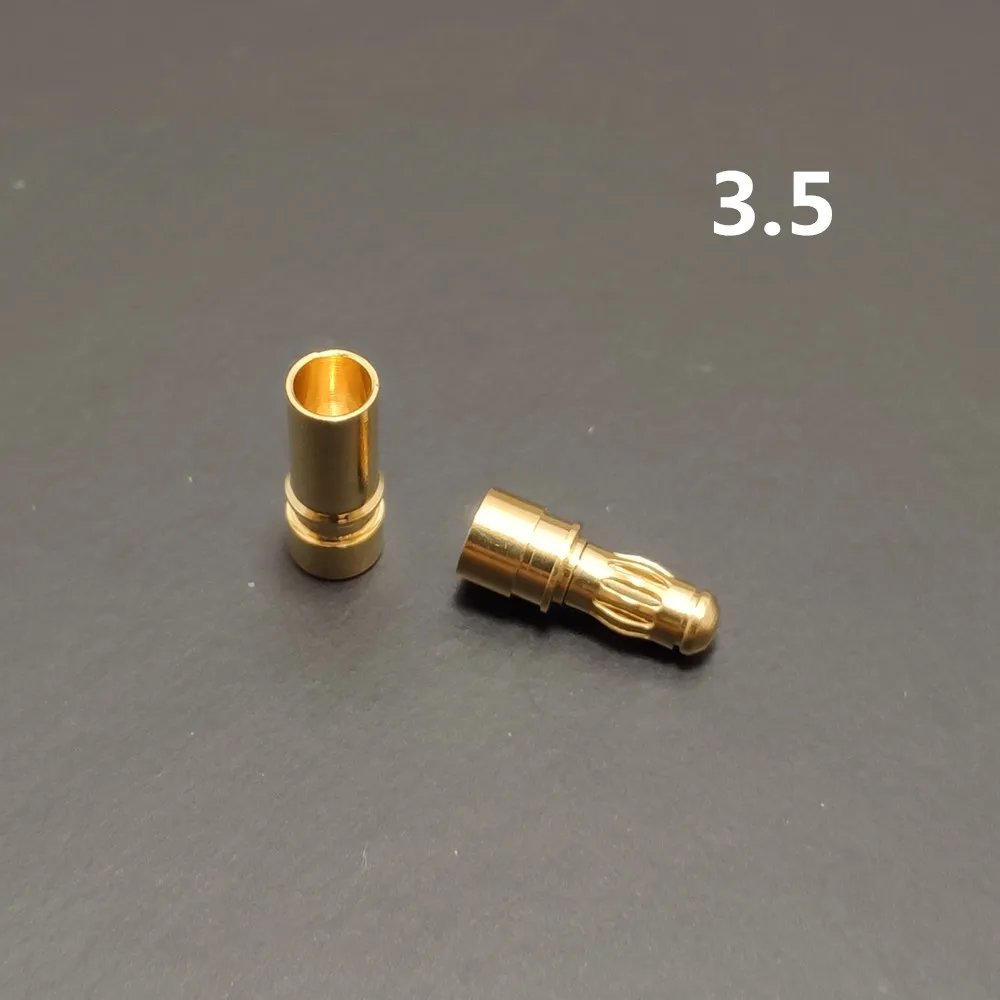 100 Stück 2/3,5/4 mm vergoldete Bananen-Rundstecker, männlich-weiblicher Stecker mit schwarzem Schrumpfschlauch für RC-Batterie, ESC-Motorteil – Detail 3