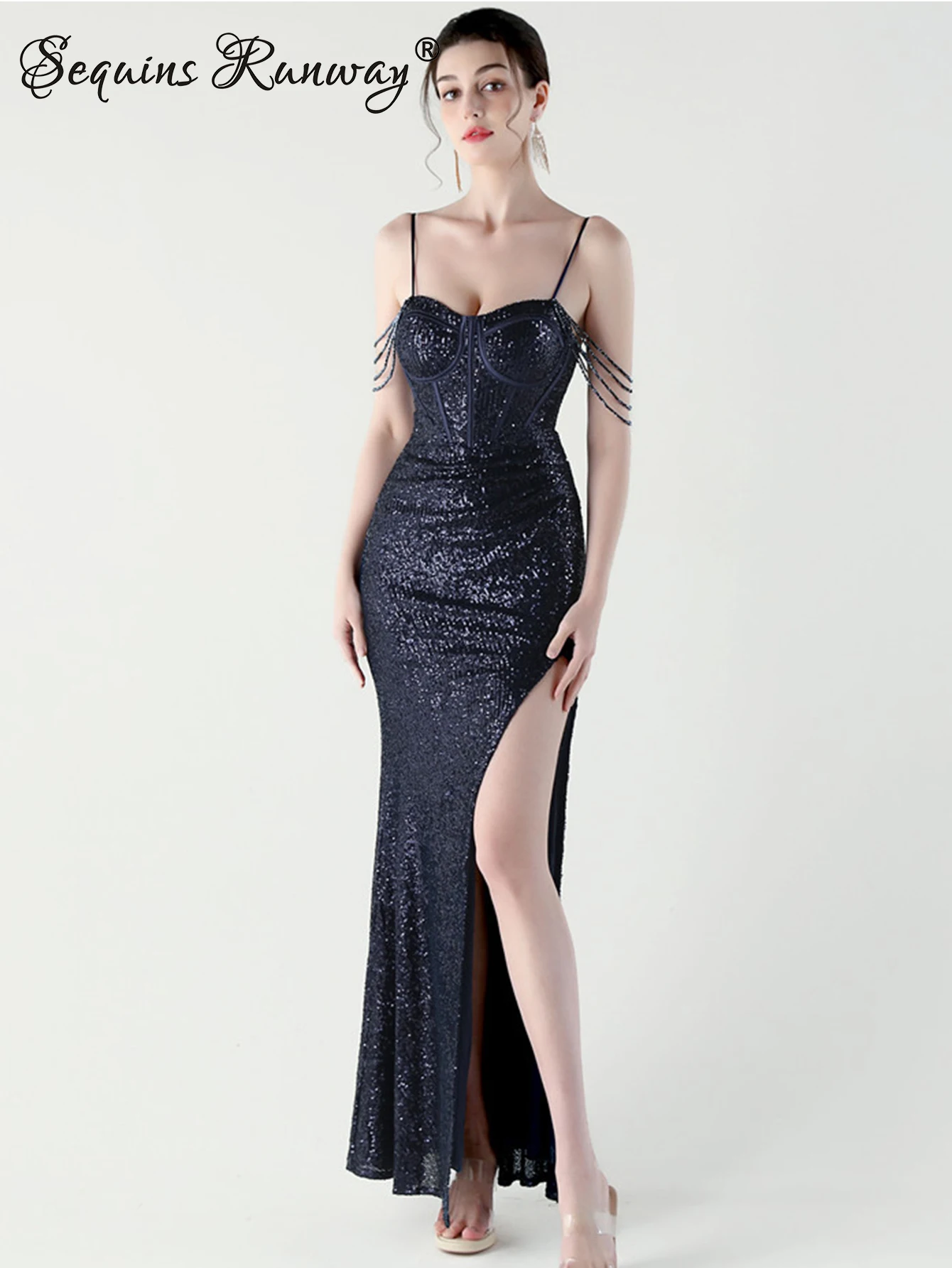 Sexy backless black sequin summer dress women elegant evening party dresses 2025 woman luxury wedding prom long dresses vestidos