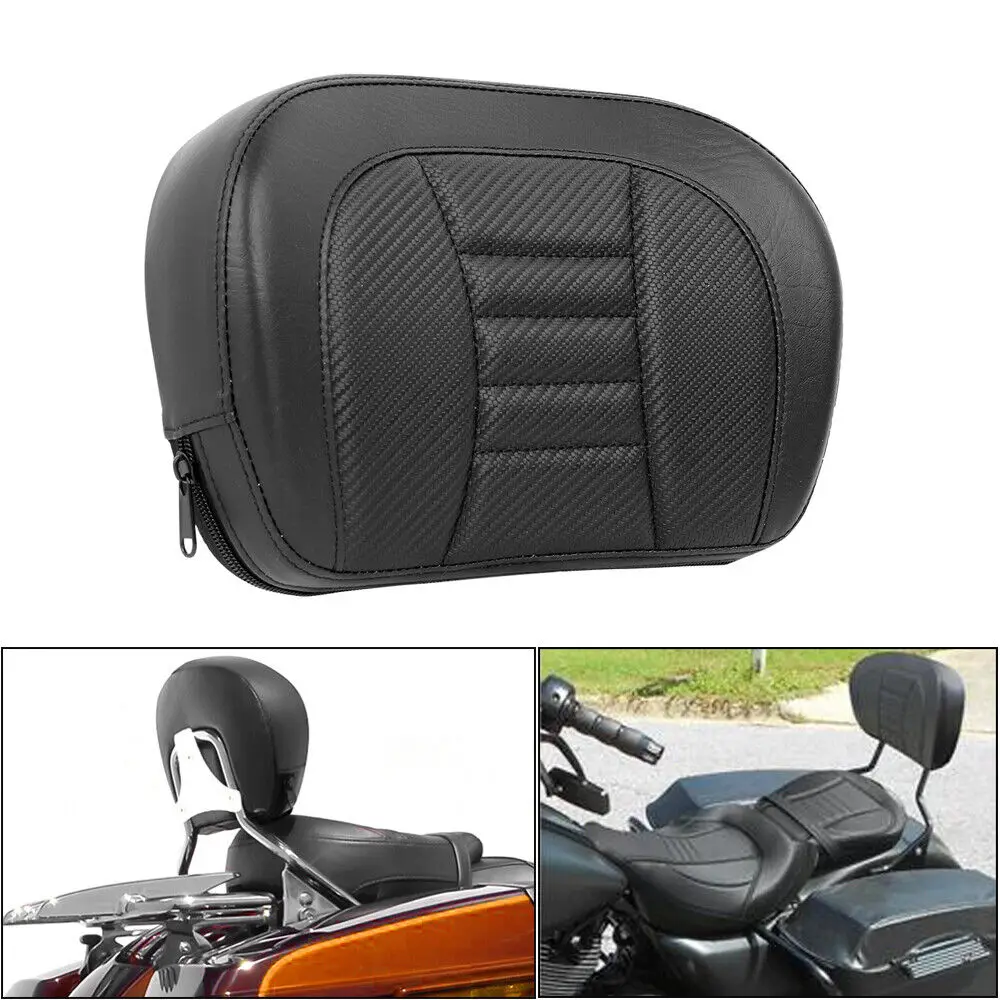 Motorcycle Black Rear Passenger Sissy Bar Backrest Pad With Bracket For Harley Touring Softail Slim FLSL 2018-2022