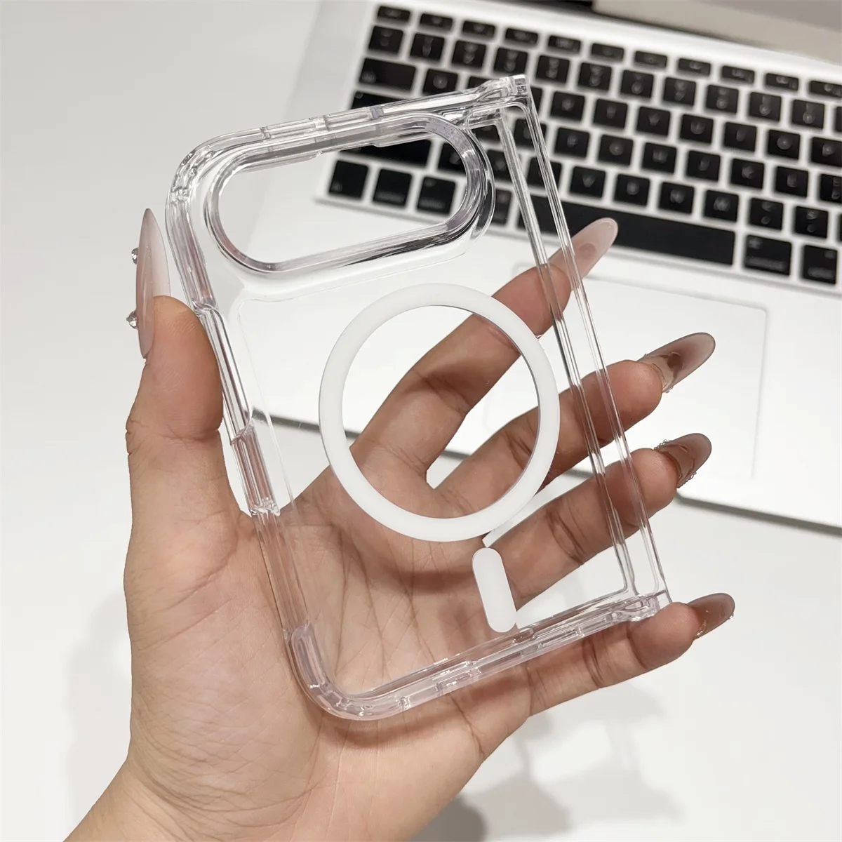 Funda con carga inalámbrica magnética Magsafe para Apple iPhone Duo, transparente, de cristal, resistente a golpes.