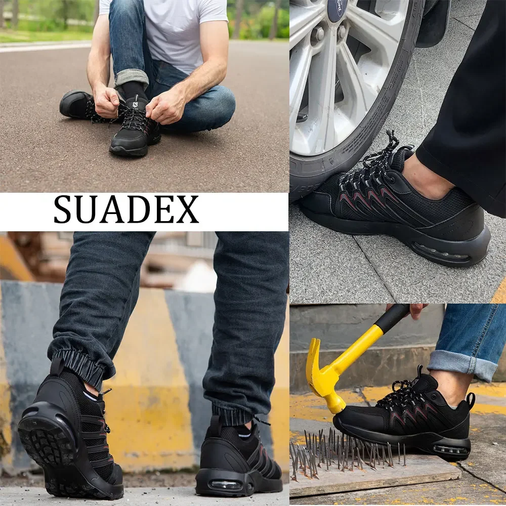 SUADEX Air Cushion Steel Toe Shoes uomo Sneakers leggere per la sicurezza sul lavoro costruzione industriale stivali da lavoro traspiranti con punta