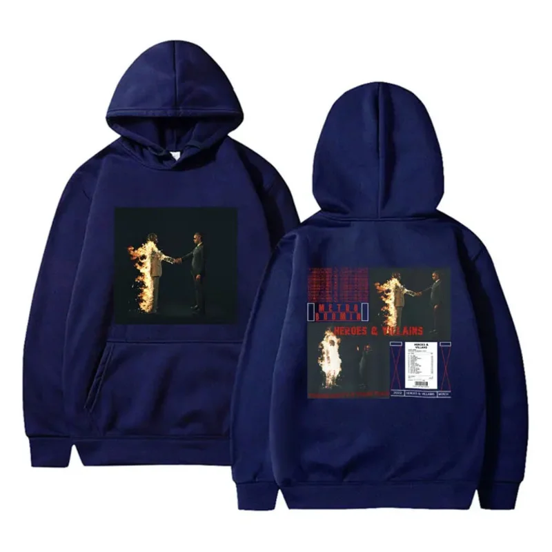 Rapper Metro Boomin Heroes & Villains Album Cover Graphic Hoodie Men Women Hip Hop Oversized Sweatshirt Men's Vintage Streetwear