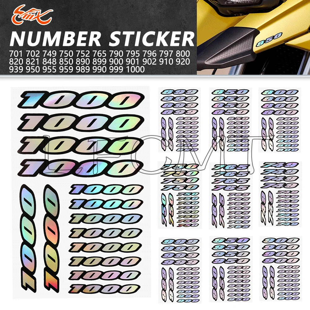 

Motorcycle Laser Number Sticker Decals For Honda Yamaha Kawasaki BMW CFMOTO Suzuki Aprilia Ducati 701-1000 990 899 790 850 750