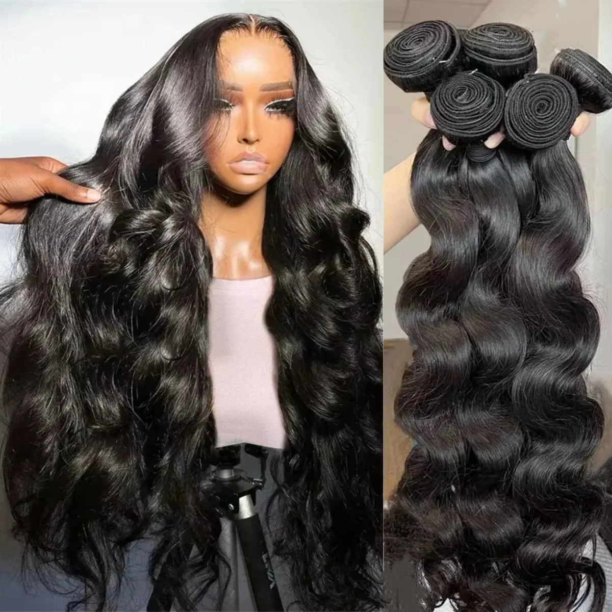 30inch Body Wave Human Hair Bundles 100% Brazilian Raw Extensions Tissage Human Hair 1/3/4 Bundles for Women 12A Thick Bundles