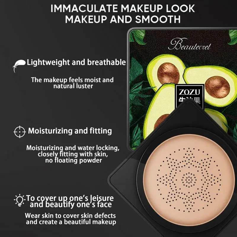 Air Cushion CC Cream Avocado CC Cream Foundation Long Lasting Matte Concealer Moisturizing BB Cream Makeup For Women & Girls