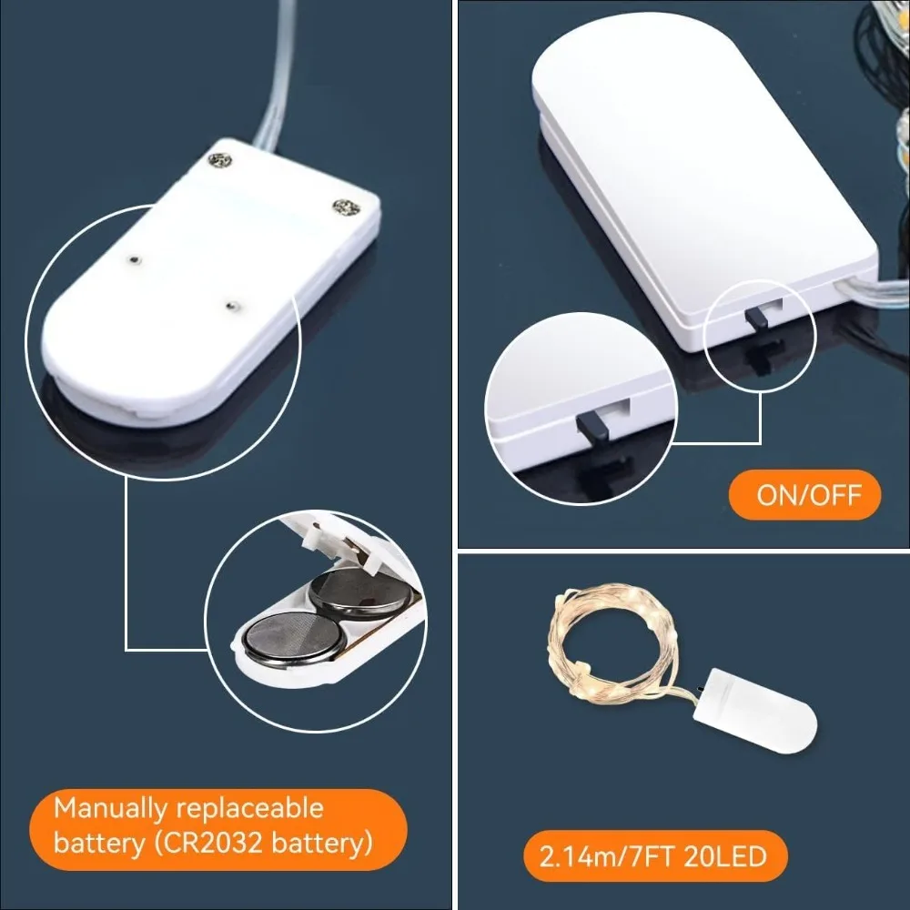 10 Pcs String Fairy Lights Silver Copper Wire Battery Powered Decorations Lights for Wedding Party Christmas Decor with Battery