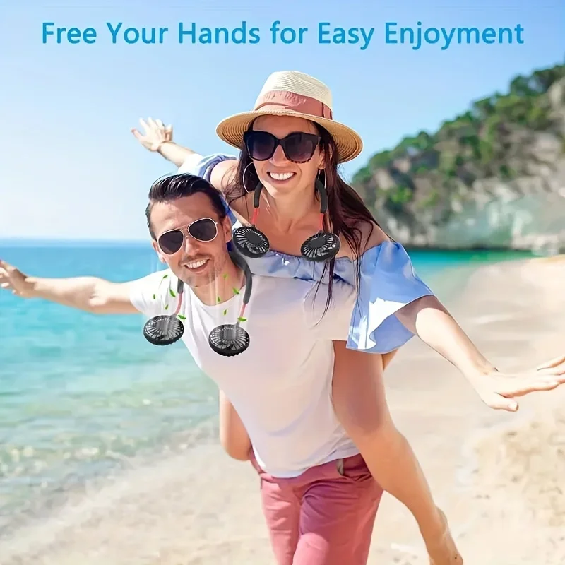 

1 шт. 3-скоростной шейный вентилятор без помощи рук — ультрапортативный и перезаряжаемый через USB с помощью ° Регулируемый поток воздуха для прохладного комфорта лета - Perf