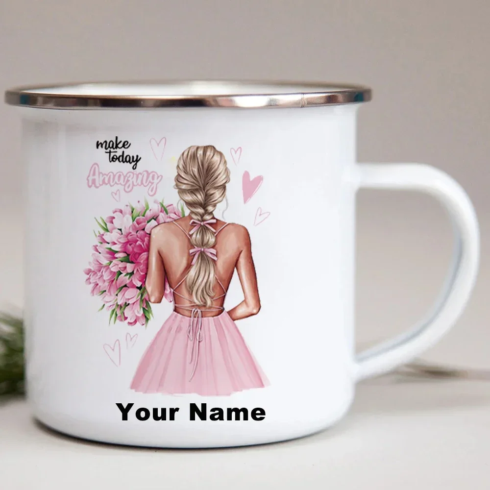 Personalized Customized Enamel Cup for Today's Angel Printed Cup Coffee Cups and Mugs Free Shipping Coffee Travel Mug Kawaii Bar