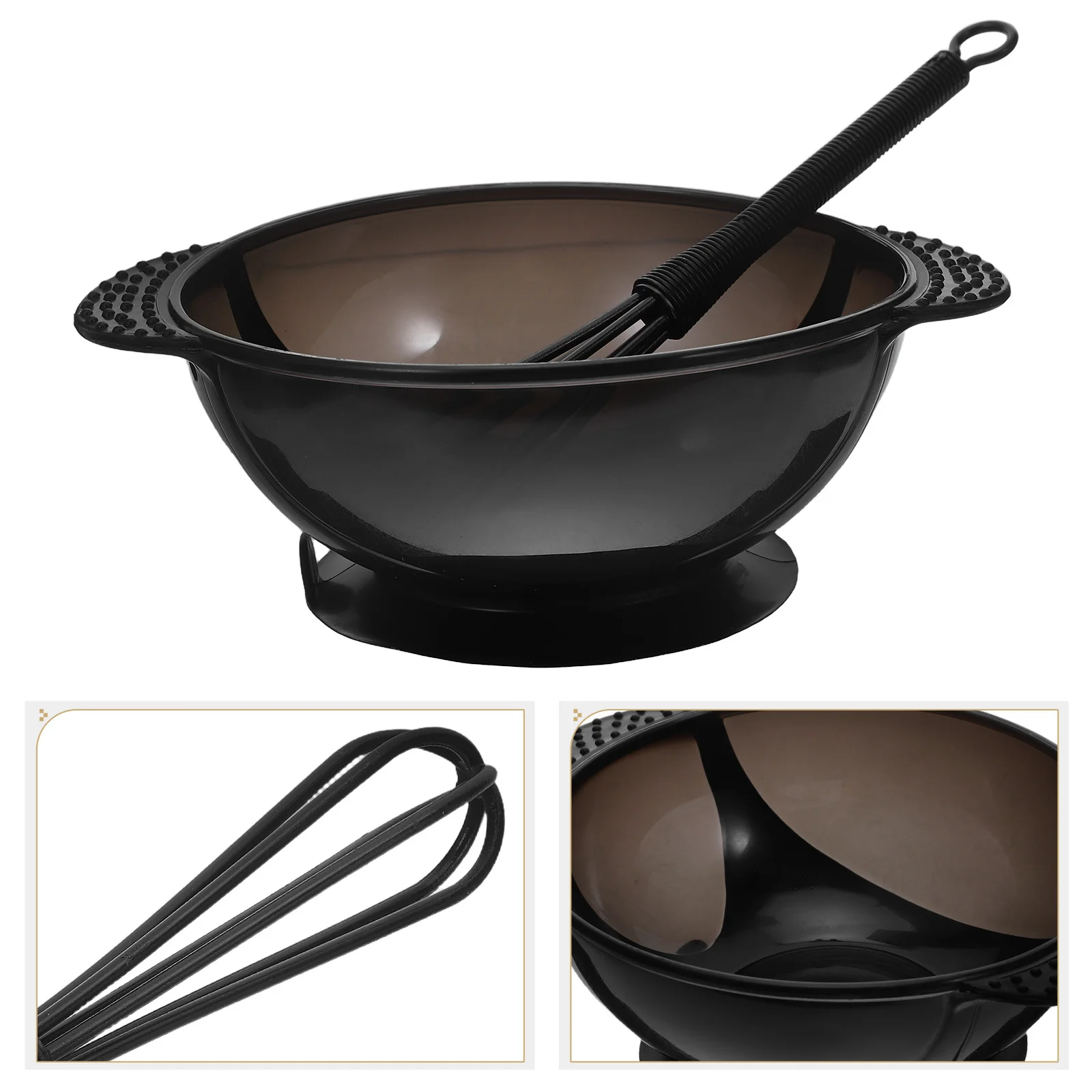 

2 set Hair Dyeing Bowl Agitator Set Black Suction Cup Stable Tinting Kit Salon Professional Mixing Stirrer Washable Reusable